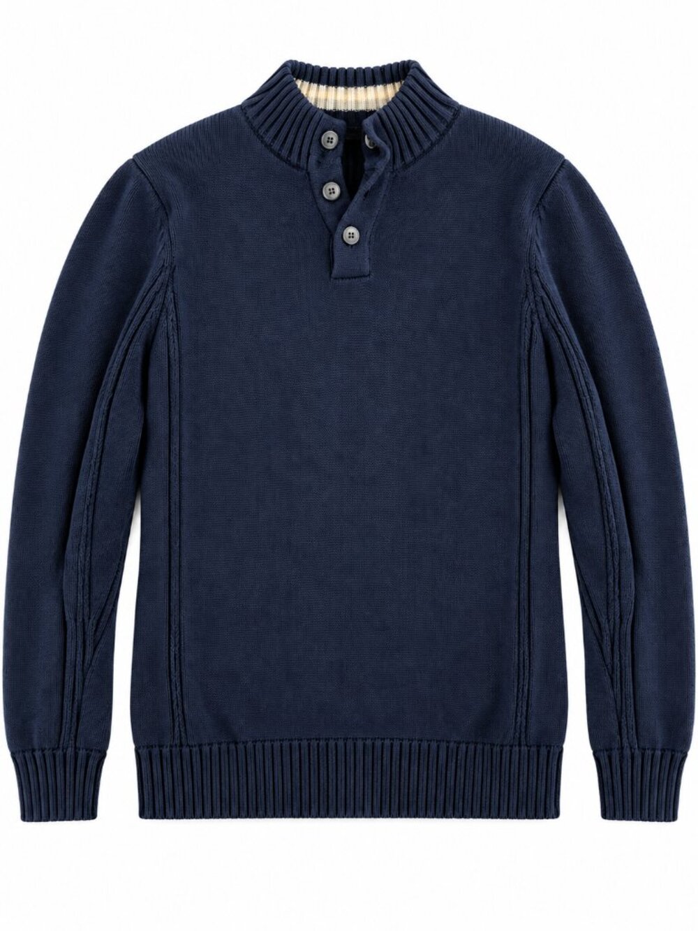 Britches Men's XL Navy Blue 100% Cotton Chunky Knit Sweater Eclectic Grandpa